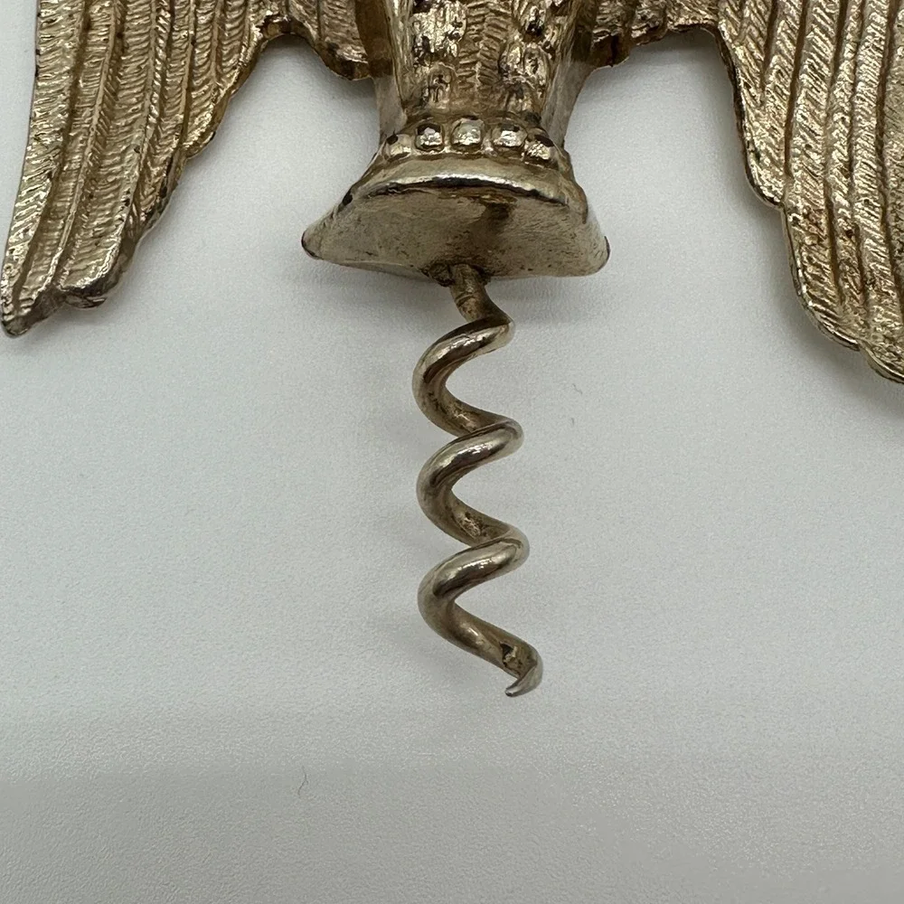 Vintage Eagle Corkscrew Brass Metal Spread Wing Wine Bottle Opener Patriotic